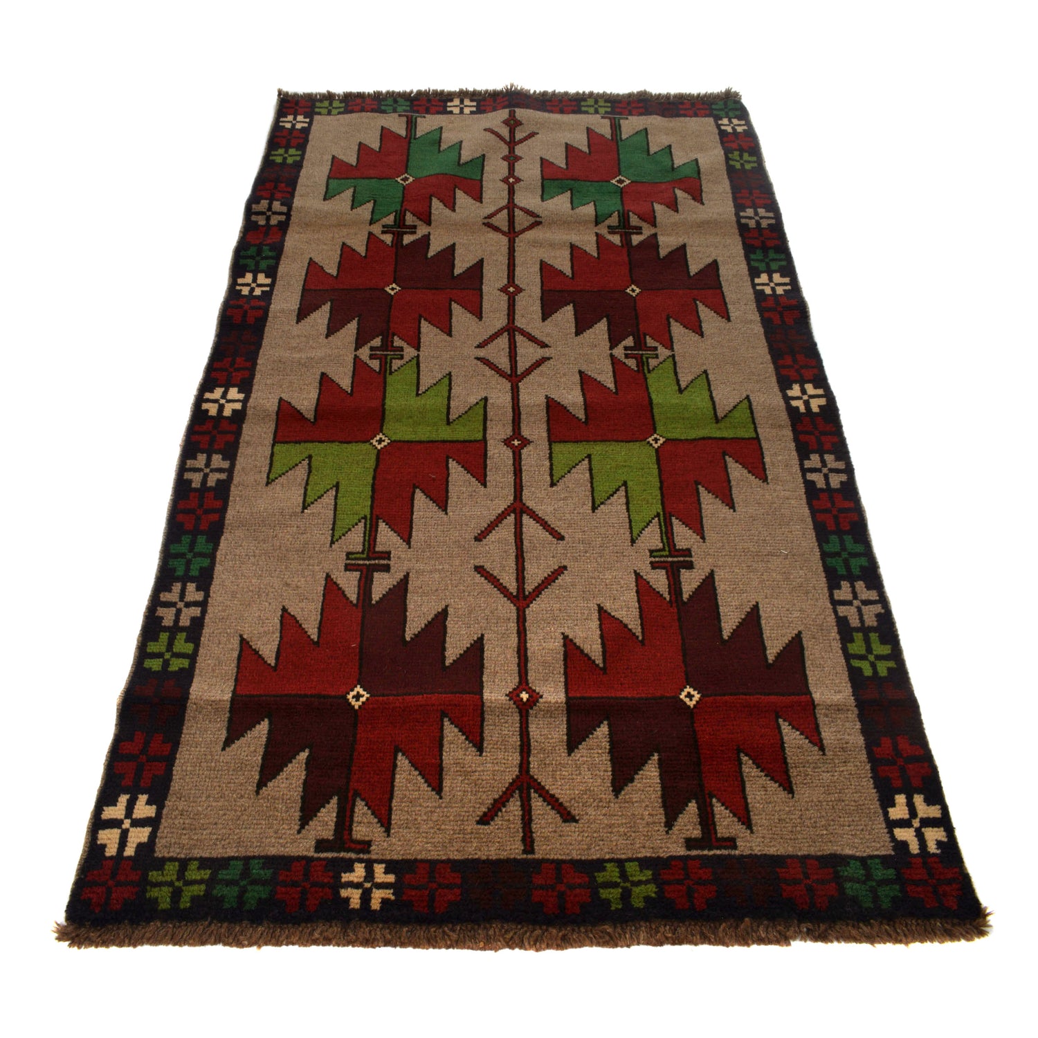 Handmade Balochi Rug 3' 11" x 6' 10" ft / 120 x 209 cm - No. W27301