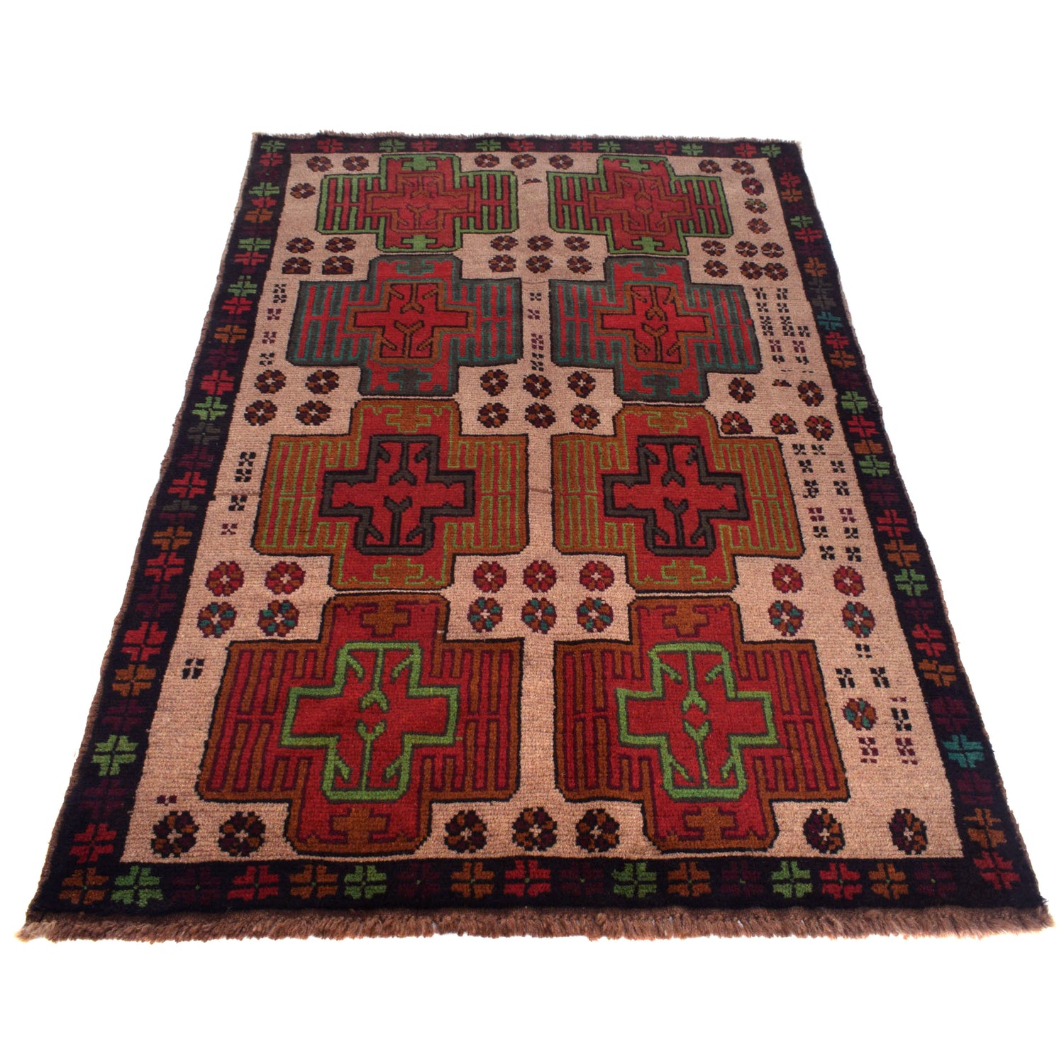 Handmade Balochi Rug 4' 0" x 6' 7" ft / 123 x 201 cm - No. W27347