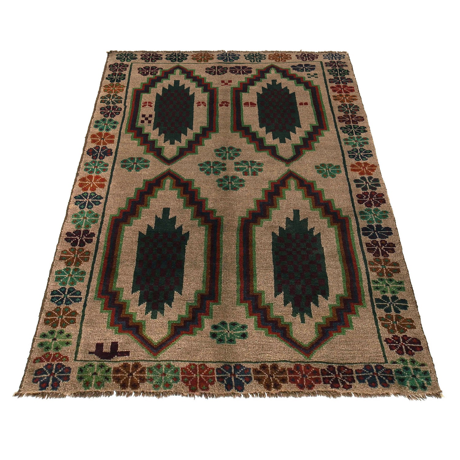 Handmade Balochi Rug 4' 0" x 6' 7" ft / 123 x 200 cm - No. W27348