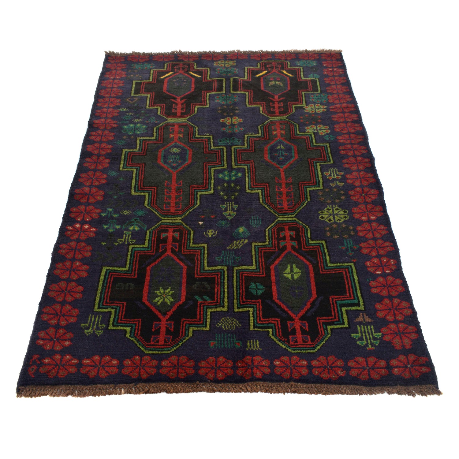 Handmade Balochi Rug 4' 1" x 6' 0" ft / 124 x 197 cm - No. W27360