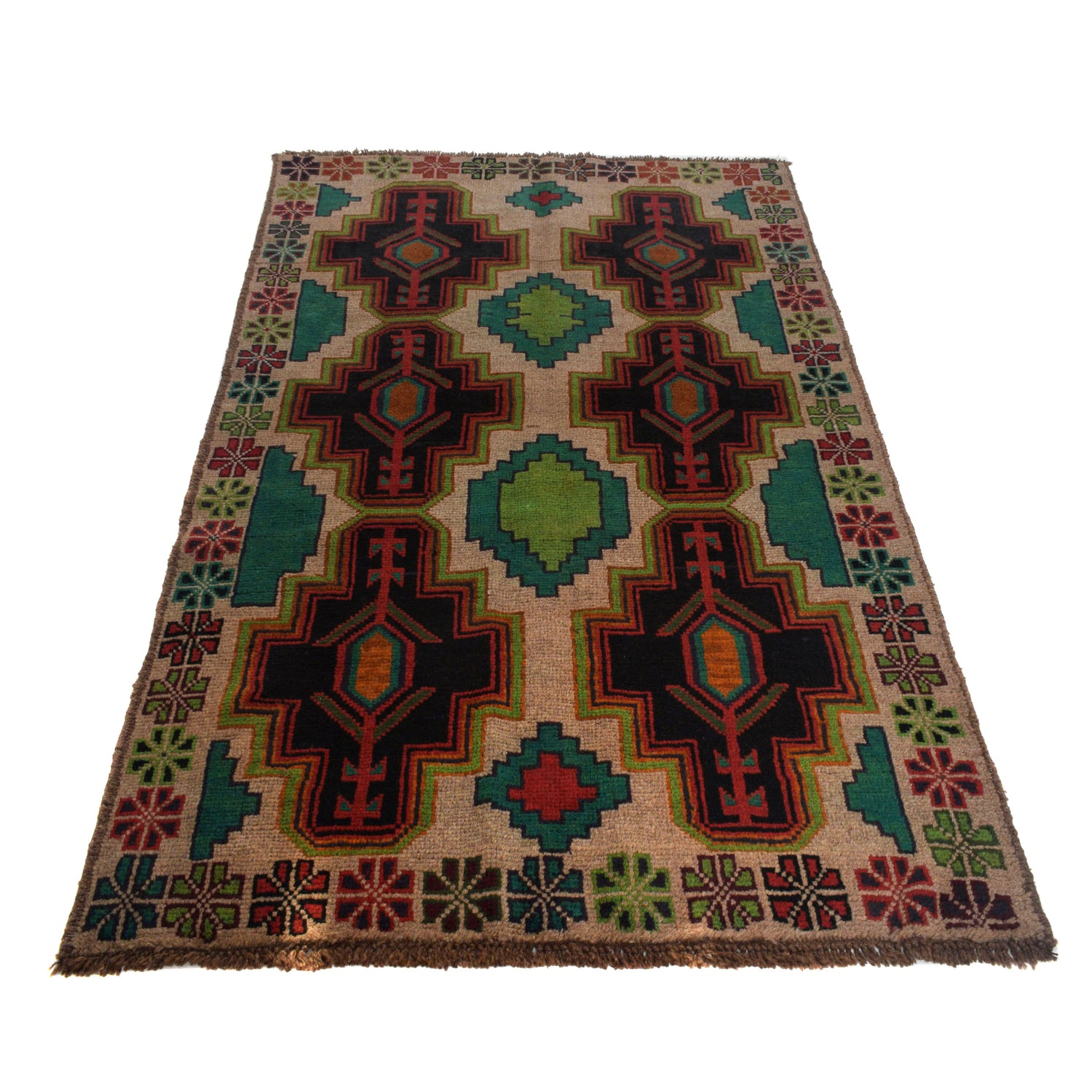 Handmade Balochi Rug 3' 8" x 6' 1" ft / 112 x 186 cm - No. W27364