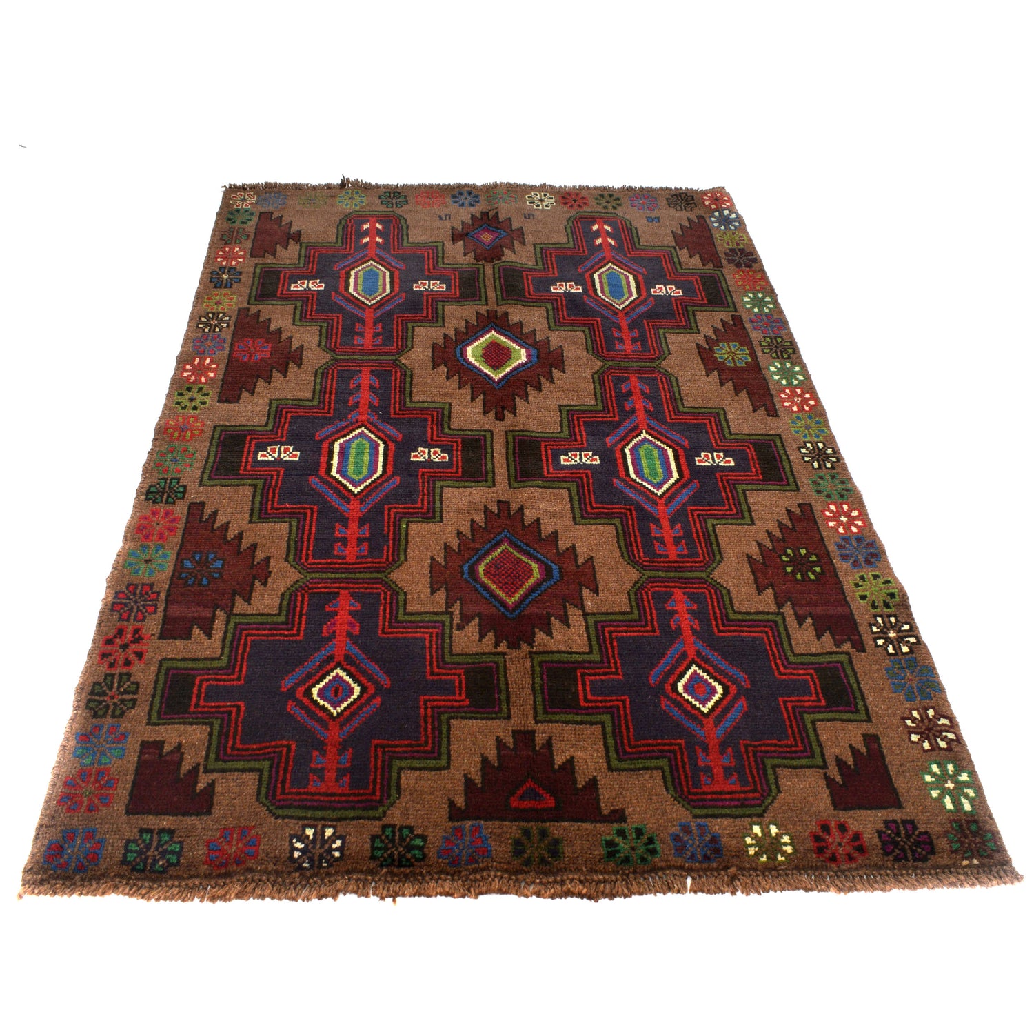 Handmade Balochi Rug 4' 2" x 6' 3" ft / 126 x 191 cm - No. W27368