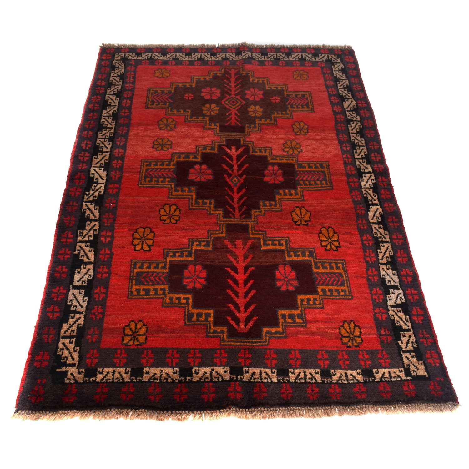 Tribal Baloch Rug 3' 9" x 6' 3" ft / 115 x 191 cm - No. W27420