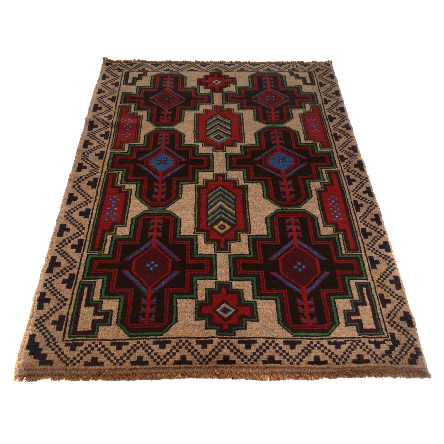 Tribal Baloch Rug 4' 1" x 6' 5" ft / 124 x 195 cm - No. W27427