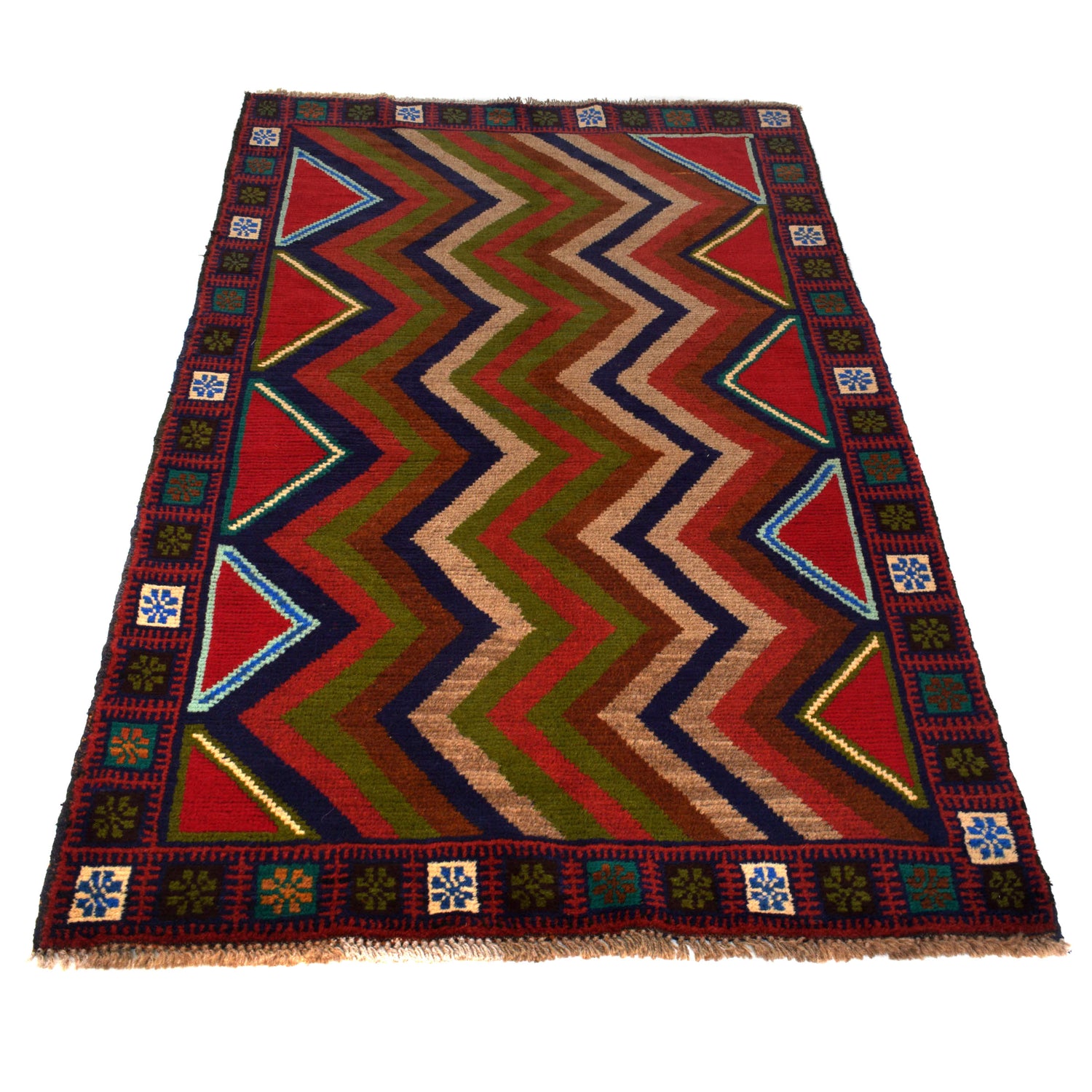 Tribal Baloch Rug 3' 7" x 6' 3" ft / 110 x 191 cm - No. W27447