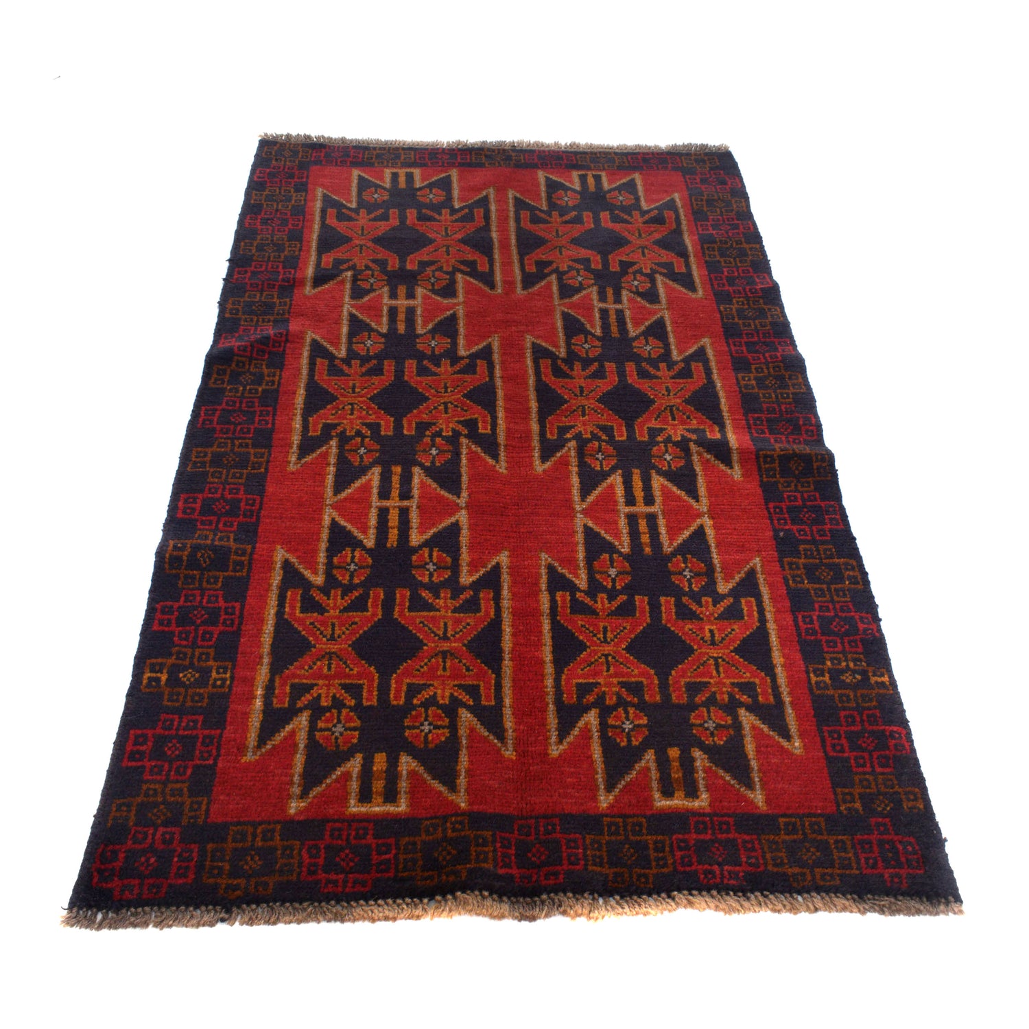 Tribal Baloch Rug 3' 7" x 6' 2" ft / 110 x 188 cm - No. W27459