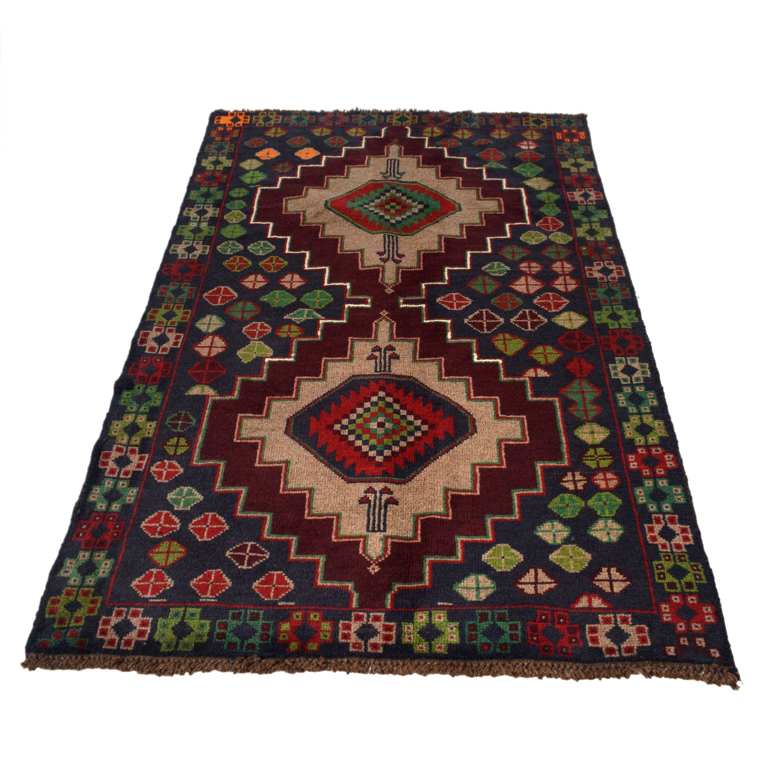 Tribal Baloch Rug 3' 10" x 6' 4" ft / 118 x 194 cm - No. W28016