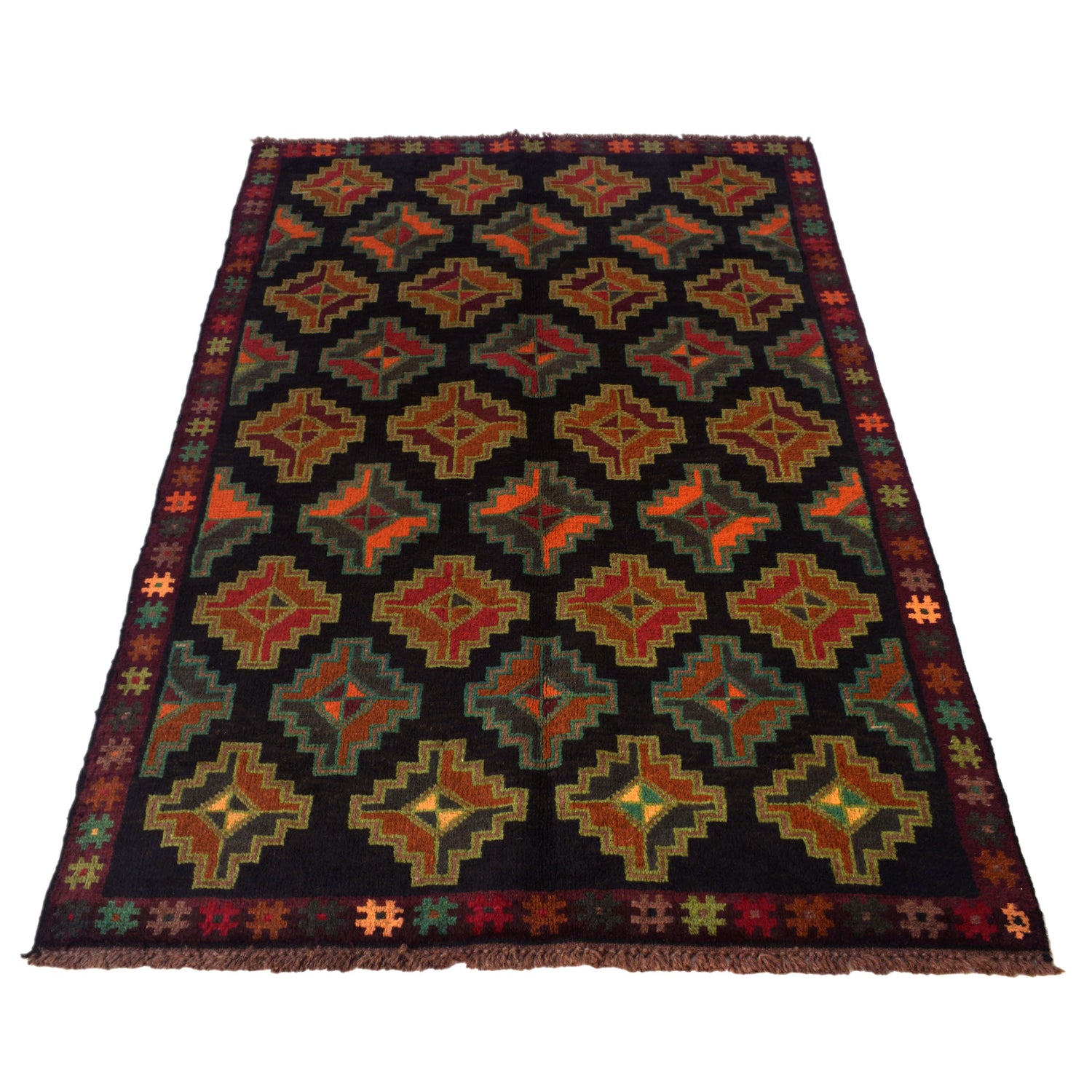 Tribal Baloch Rug 3' 11" x 6' 1" ft / 119 x 186 cm - No. W28018