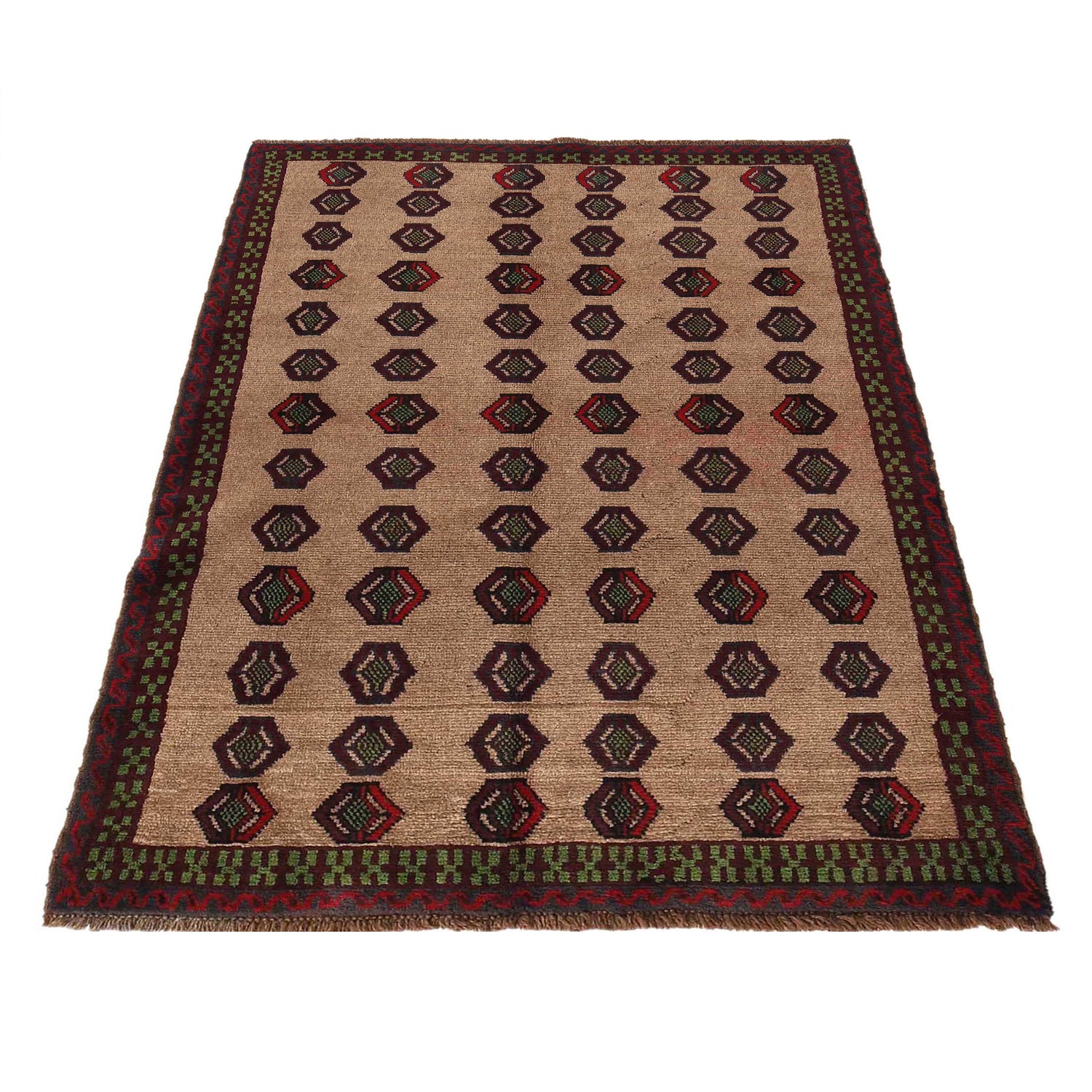 Tribal Baloch Rug 4' 3" x 6' 5" ft / 129 x 195 cm - No. W28021