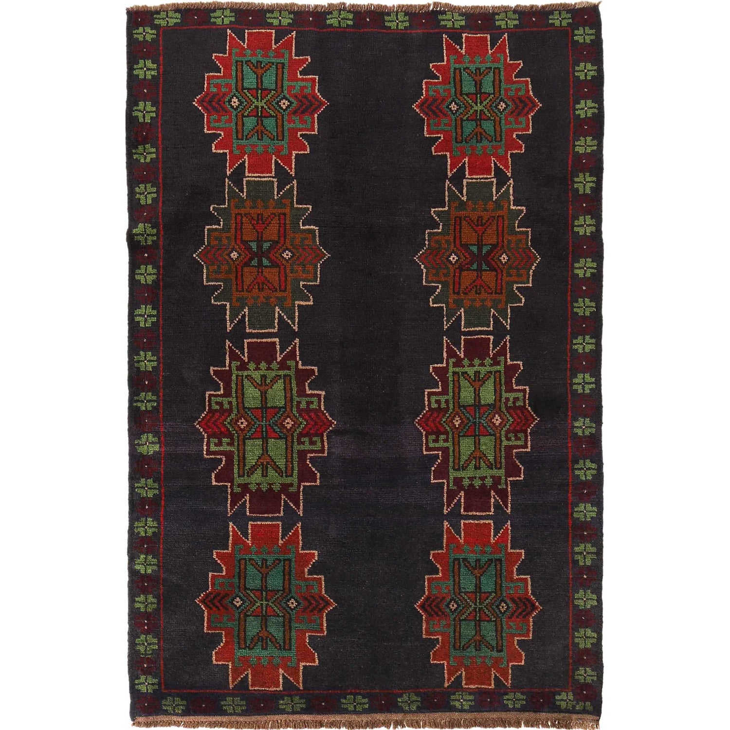 Tribal Baloch Rug 4' 2" x 6' 5" ft / 127 x 195 cm - No. W28023