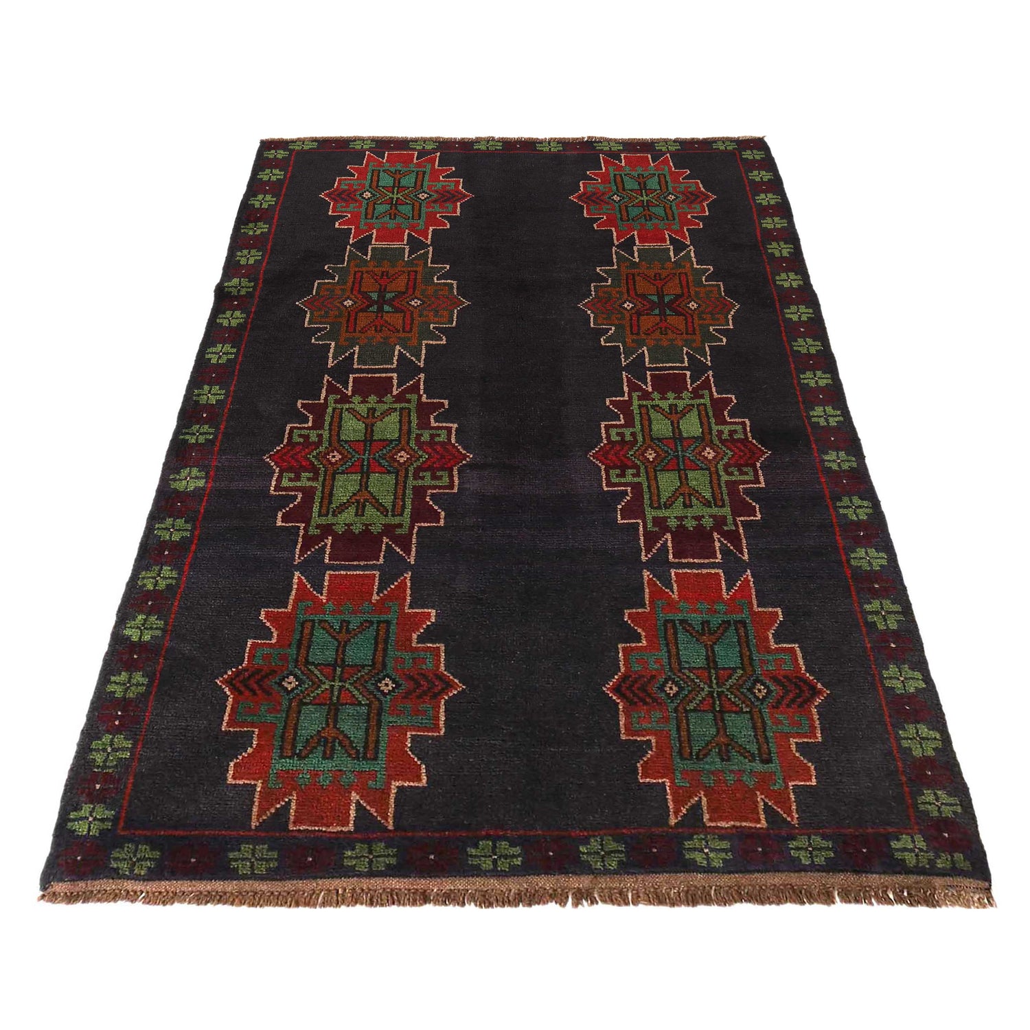 Tribal Baloch Rug 4' 2" x 6' 5" ft / 127 x 195 cm - No. W28023