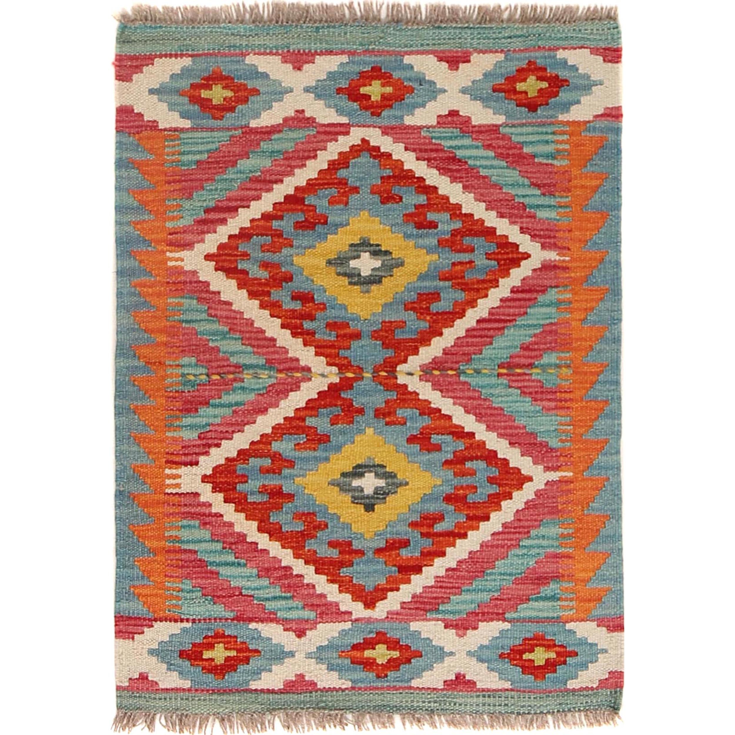 Hand Knotted Flatweave Kilim 2' 0" x 2' 9" ft / 60 x 85 cm - No. W29865