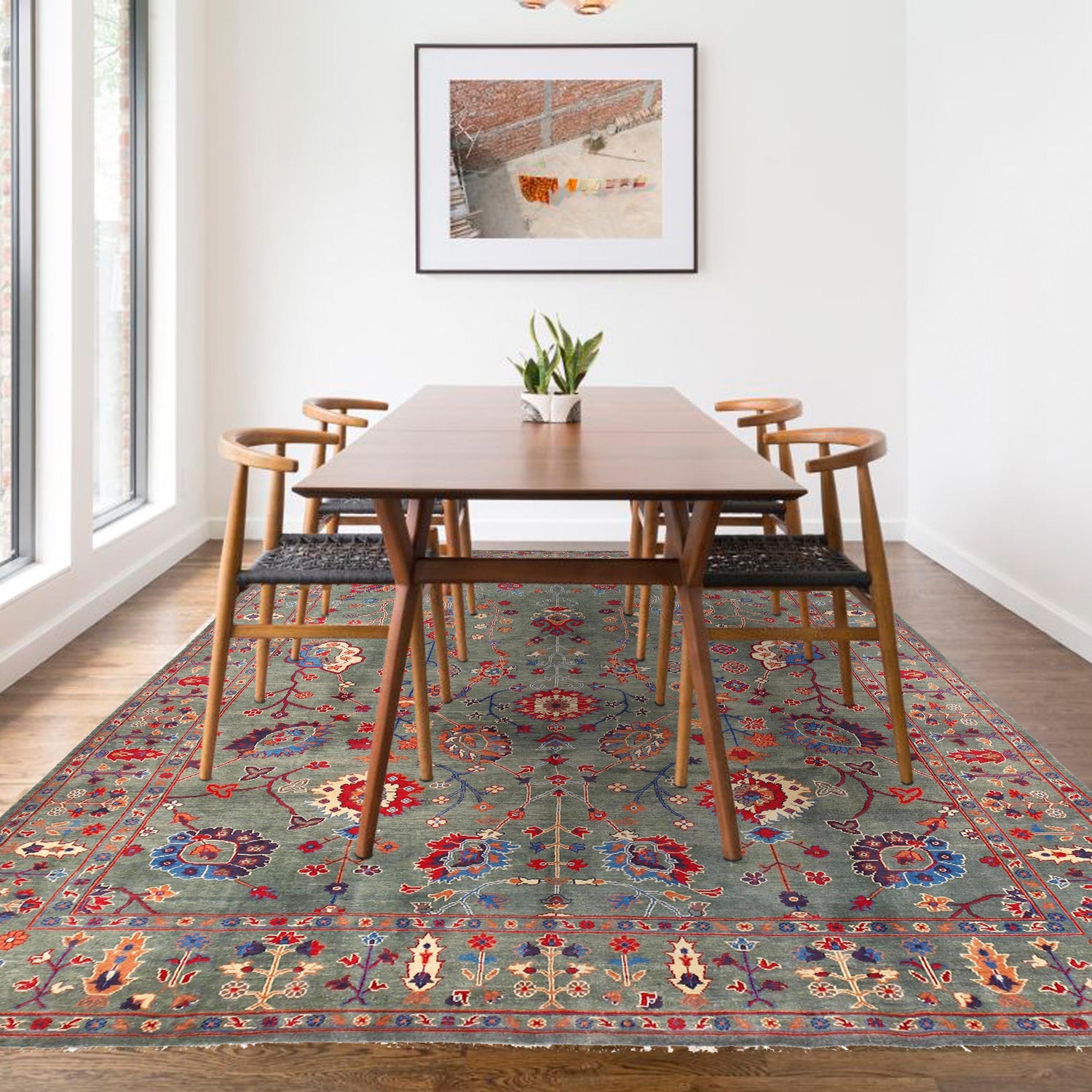 Hand knotted Kazak Carpet 9' 1" x 11' 11" ft / 277 x 363 cm - No. W30732