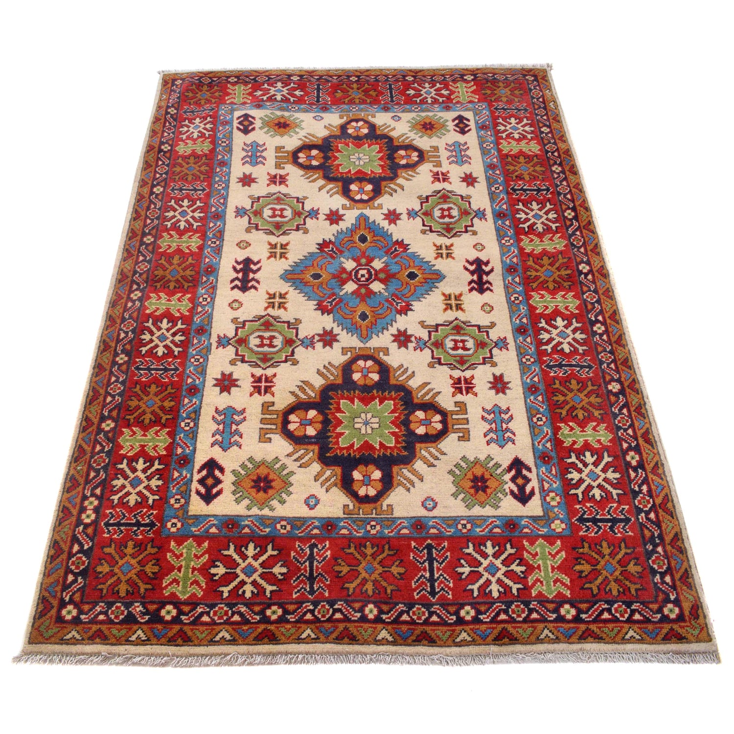 Hand knotted Kazak Rugs 3' 11" x 5' 9" ft / 118 x 175 cm - No. W30734