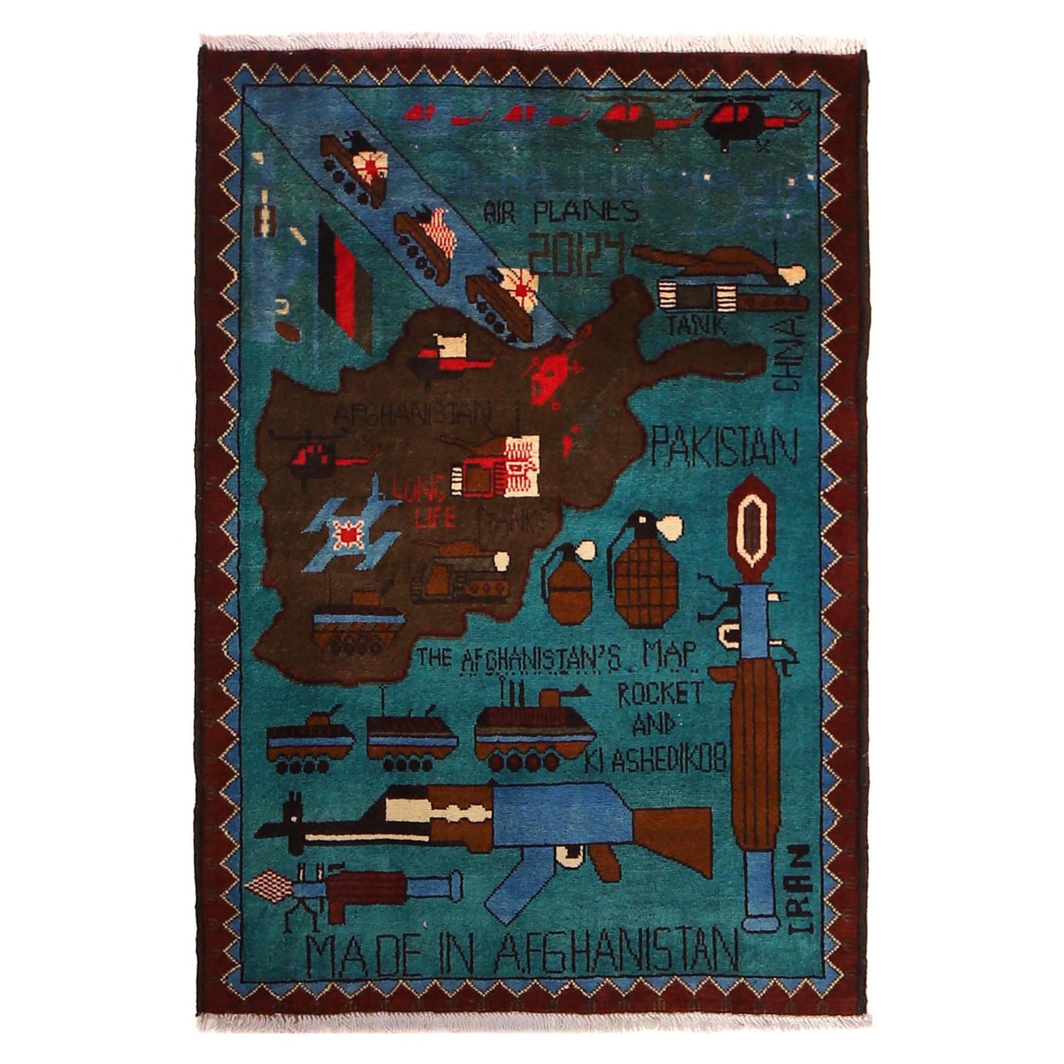Handcrafted Afghan War Rug 2' 10" x 4' 0" ft / 87 x 123 cm - No. W30735