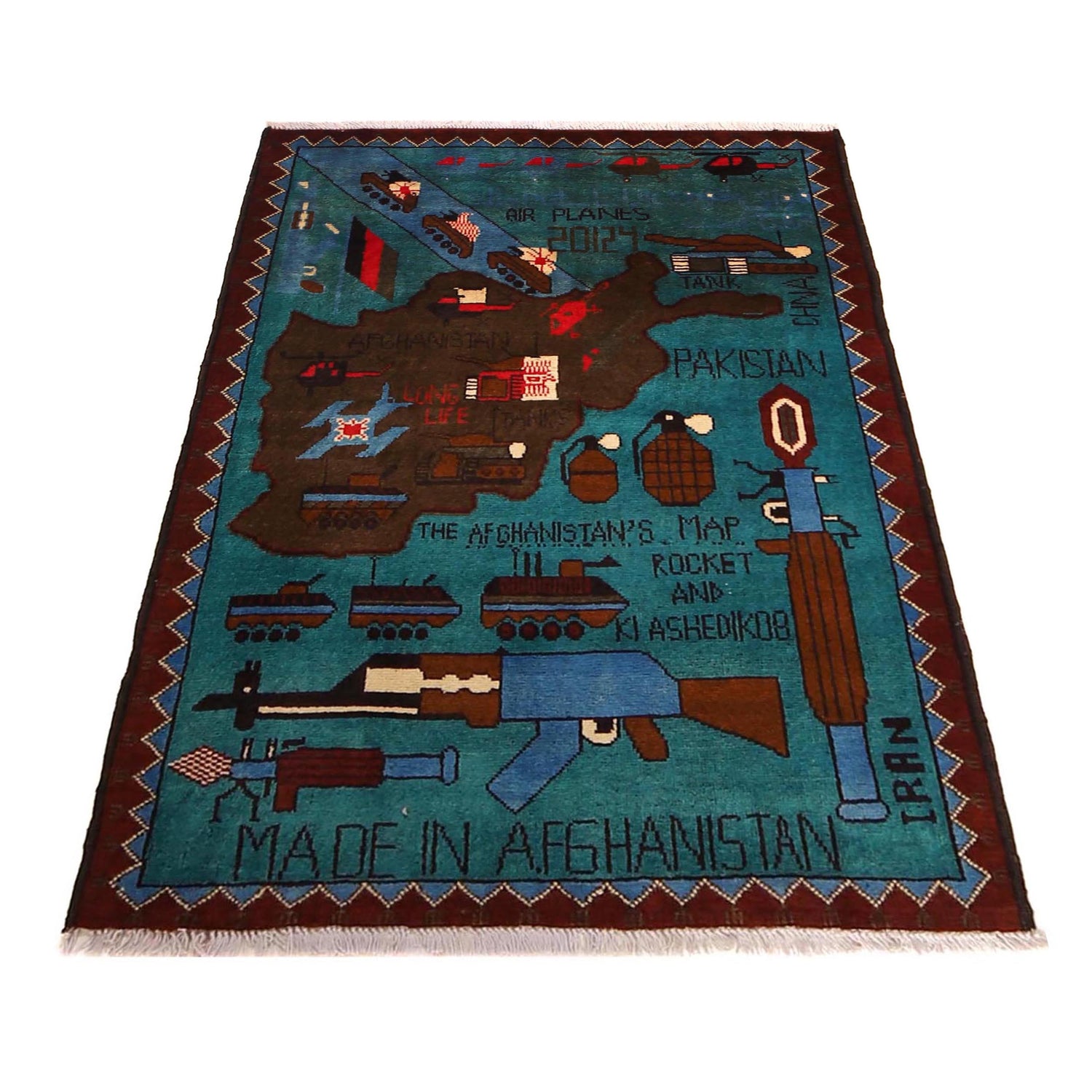 Handcrafted Afghan War Rug 2' 10" x 4' 0" ft / 87 x 123 cm - No. W30735
