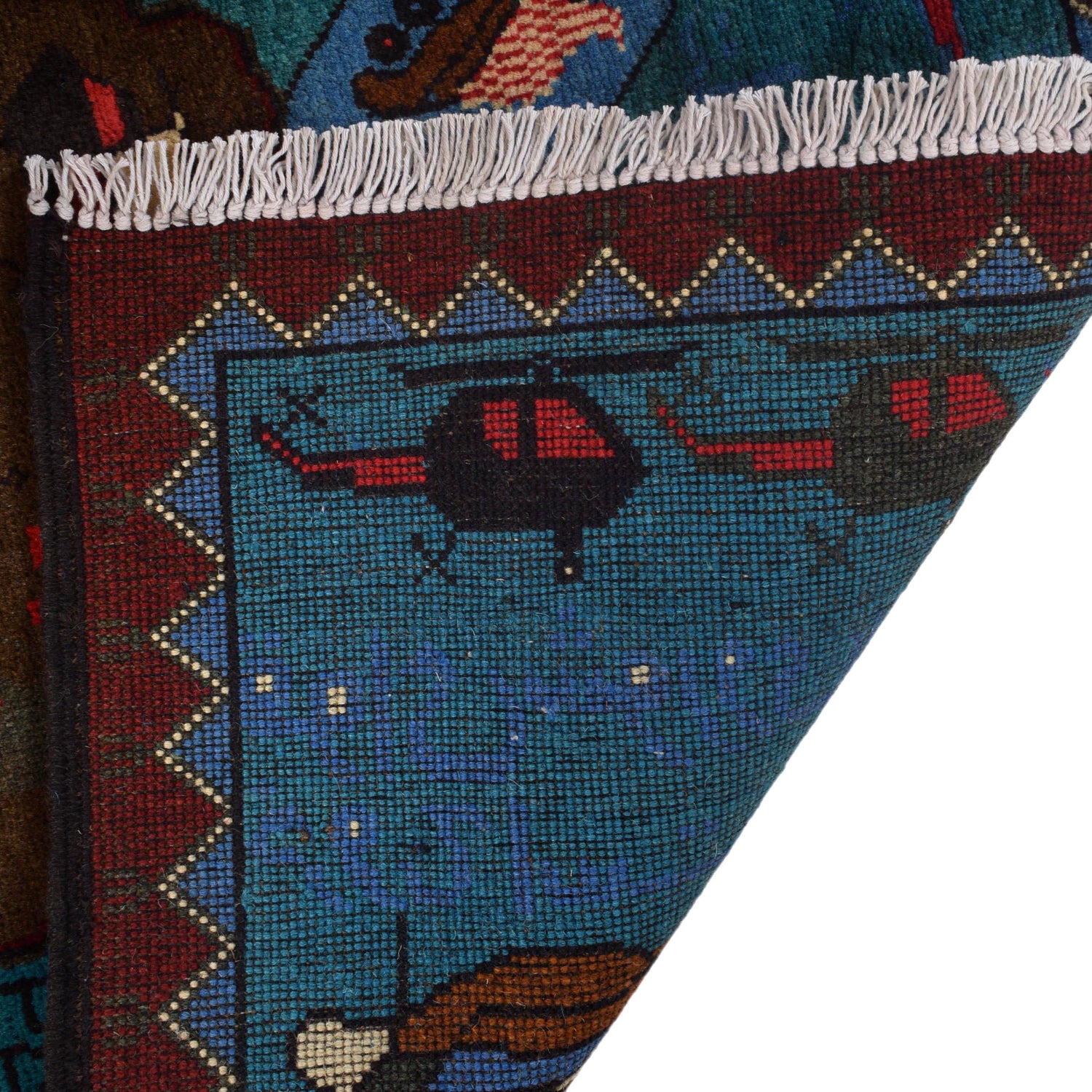 Handcrafted Afghan War Rug 2' 10" x 4' 0" ft / 87 x 123 cm - No. W30735