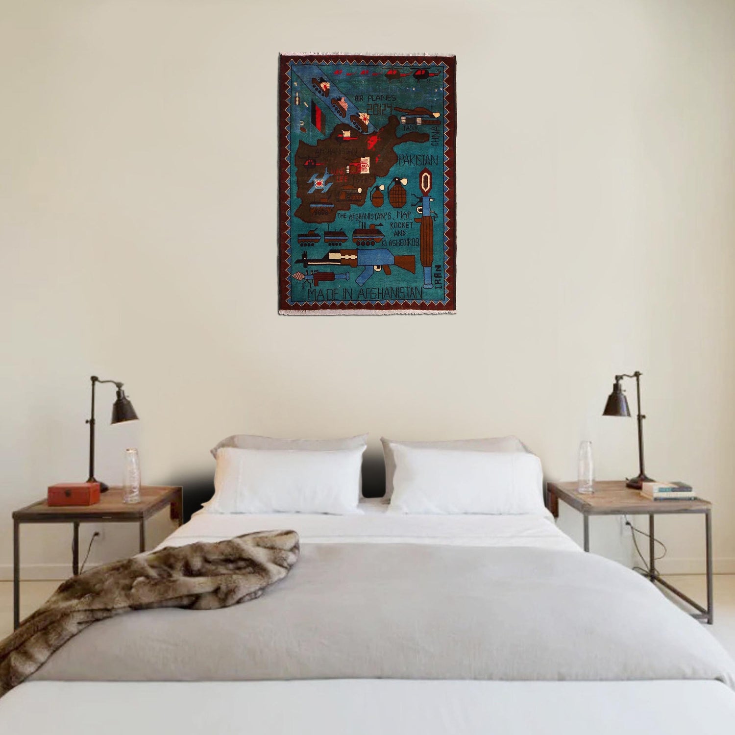 Handcrafted Afghan War Rug 2' 10" x 4' 0" ft / 87 x 123 cm - No. W30735