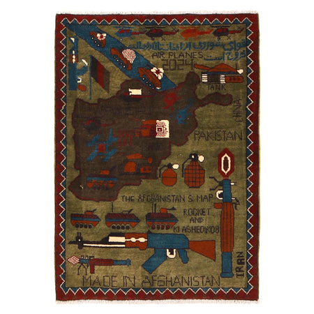 Handmade Afghan War Area Rug 2' 8" x 4' 1" ft / 81 x 125 cm - No. W30738