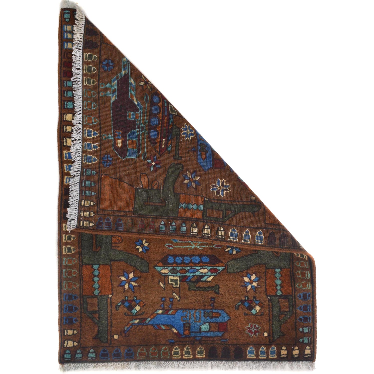 Authentic Afghan War Area Rug 2' 2" x 3' 2" ft / 65 x 97 cm - No. W30739