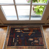Dark Blue Color War Rug 2' 2" x 2' 11" ft / 65 x 88 cm - No. W30740