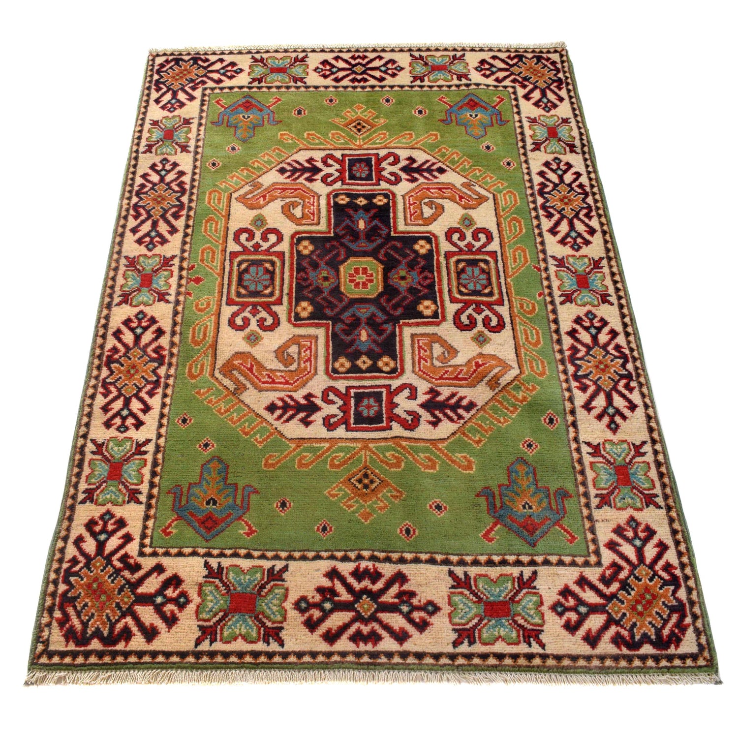 Hand Knotted Kazak Oriental Rug 3' 3" x 4' 8" ft / 98 x 143 cm - No. W30743