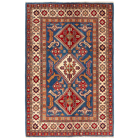 Handmade Kazak Area Rug 3' 11" x 5' 11" ft / 120 x 181 cm - No. W30744