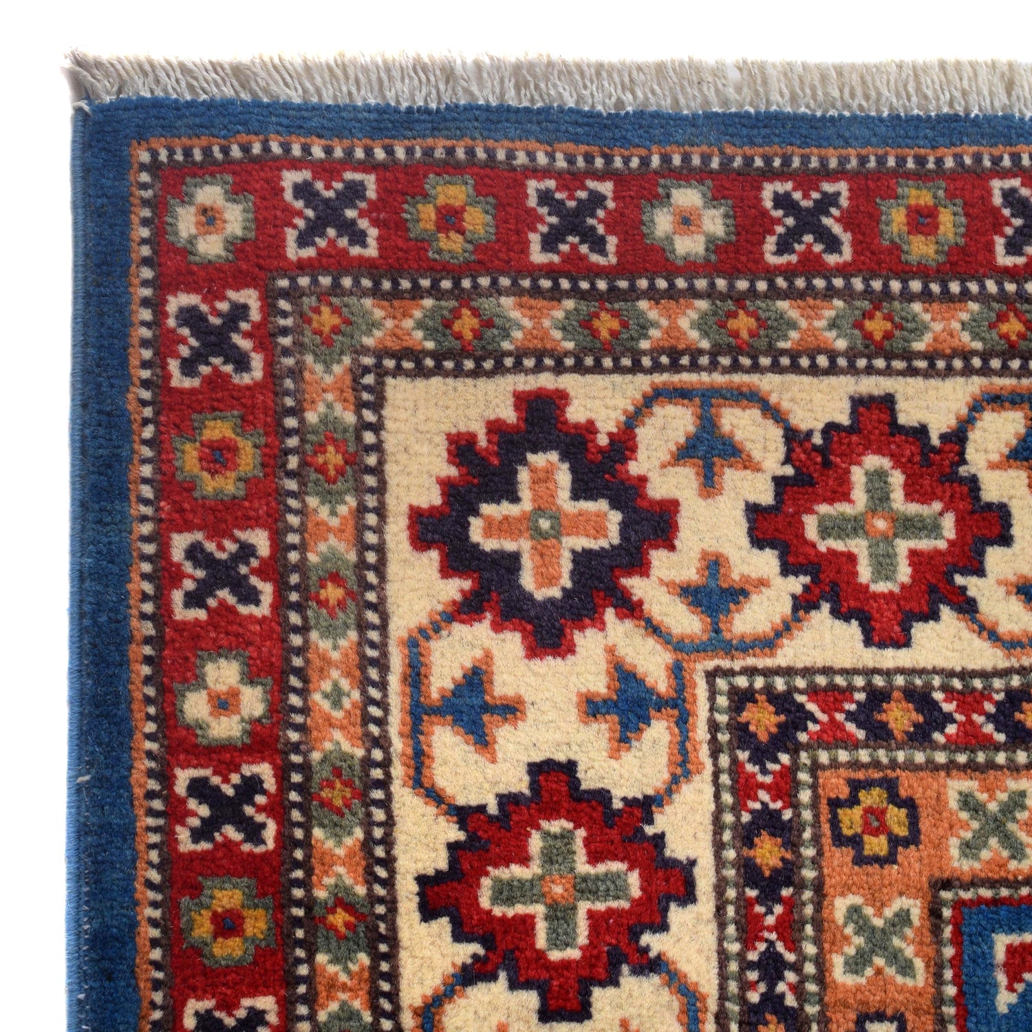 Handmade Kazak Area Rug 3' 11" x 5' 11" ft / 120 x 181 cm - No. W30744
