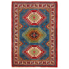 Blue Kazak Rug 3' 3" x 4' 7" ft / 99 x 140 cm - No. W30746