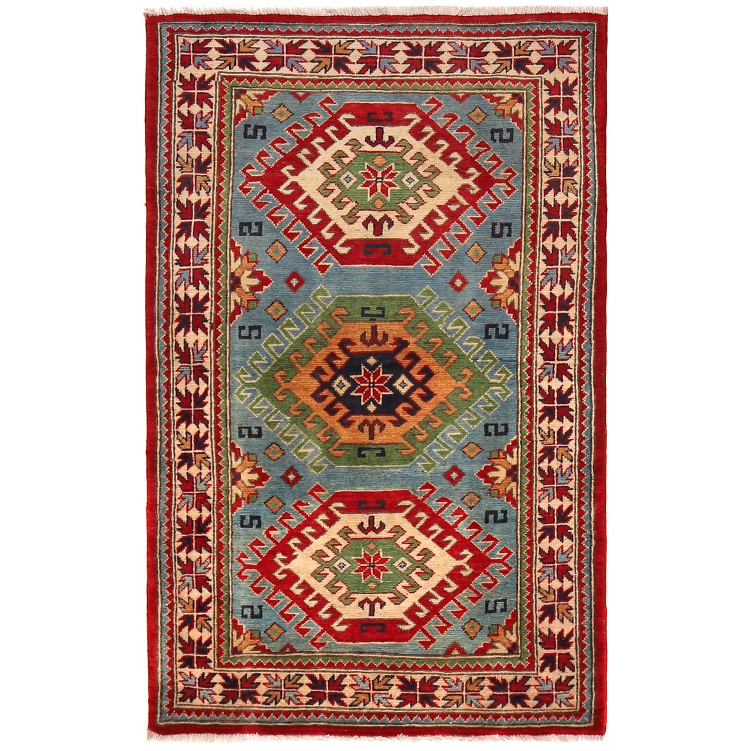 Hand knotted Kazak Carpet 3' 1" x 4' 11" ft / 95 x 151 cm - No. W30747