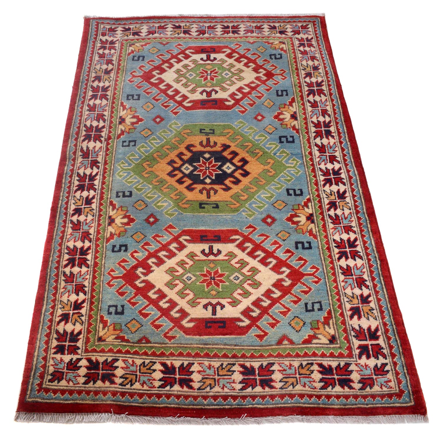 Hand knotted Kazak Carpet 3' 1" x 4' 11" ft / 95 x 151 cm - No. W30747