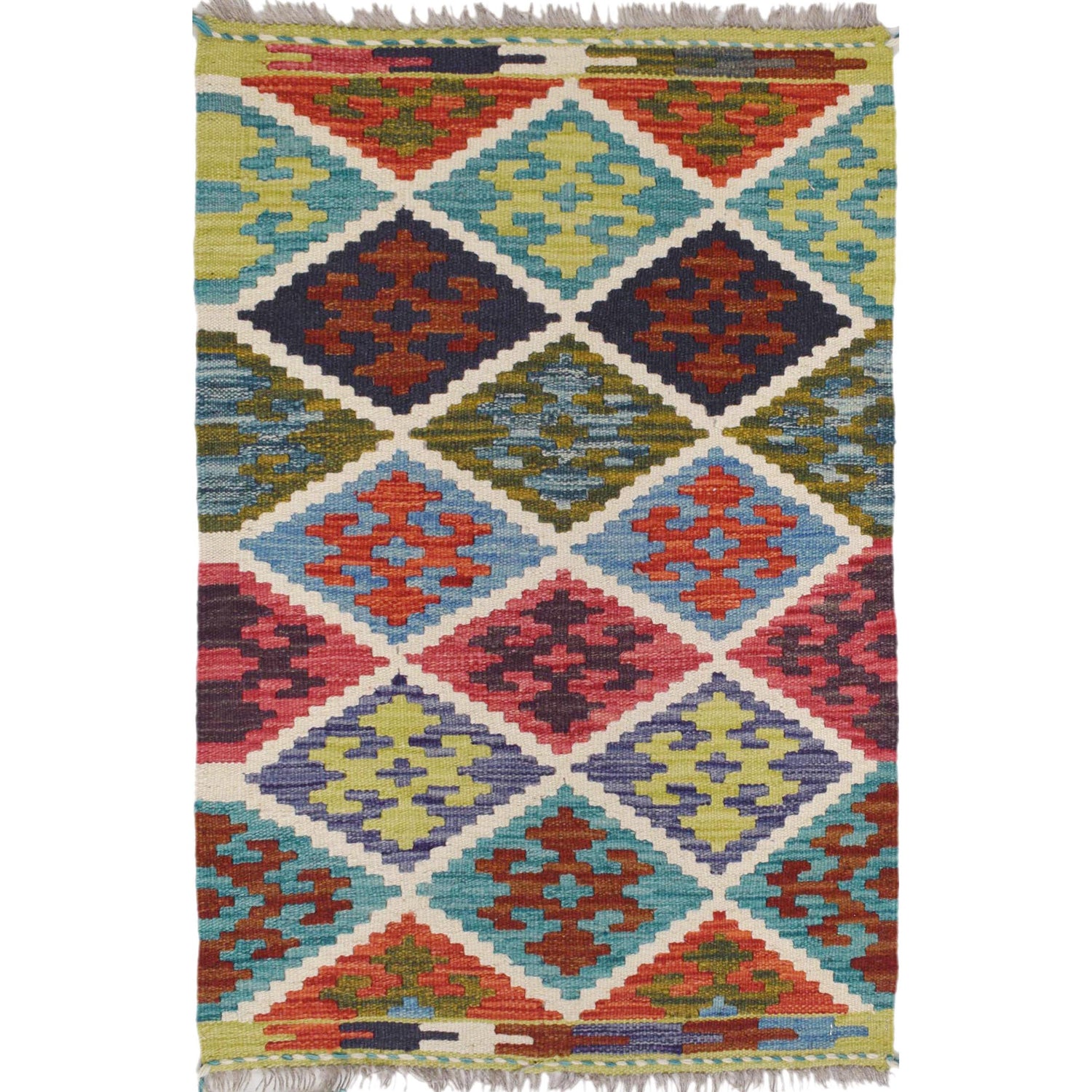 Handmade Vegetable Kilim 2' 0 x 3' 0" ft / 61 x 92 cm - No. W30778