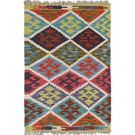 Handmade Vegetable Kilim 2' 0 x 3' 0" ft / 61 x 92 cm - No. W30778