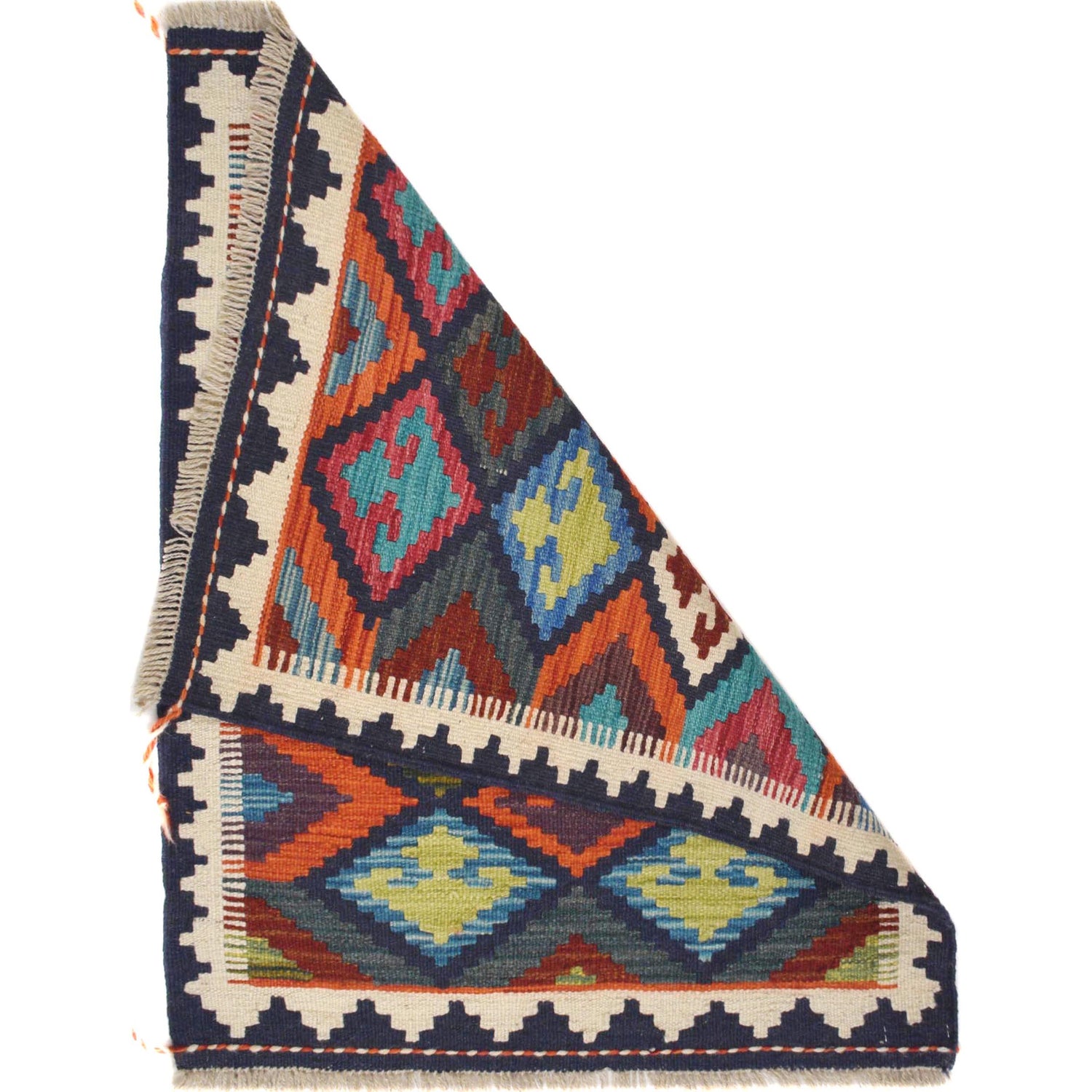 Hand Woven Wool Kelim 2' 0 x 2' 9" ft / 62 x 84 cm - No. W30794