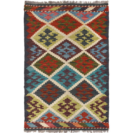 Handmade Afghan Vegetable Kilim 2' 0 x 2' 11" ft / 60 x 88 cm - No. W30806