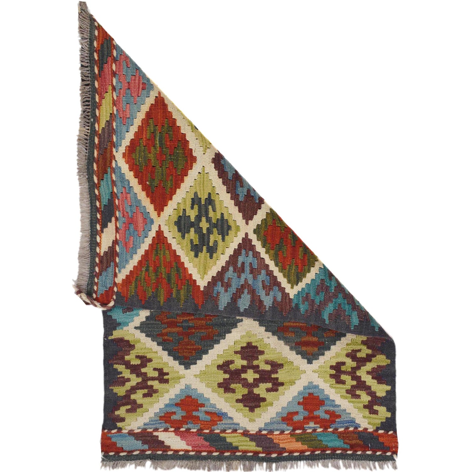 Handmade Afghan Vegetable Kilim 2' 0 x 2' 11" ft / 60 x 88 cm - No. W30806