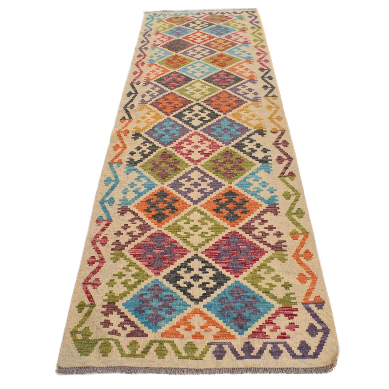 Hand Made Afghan Kilim Runner 2' 9" x 9' 5" ft / 83 x 287 cm - No. W31057