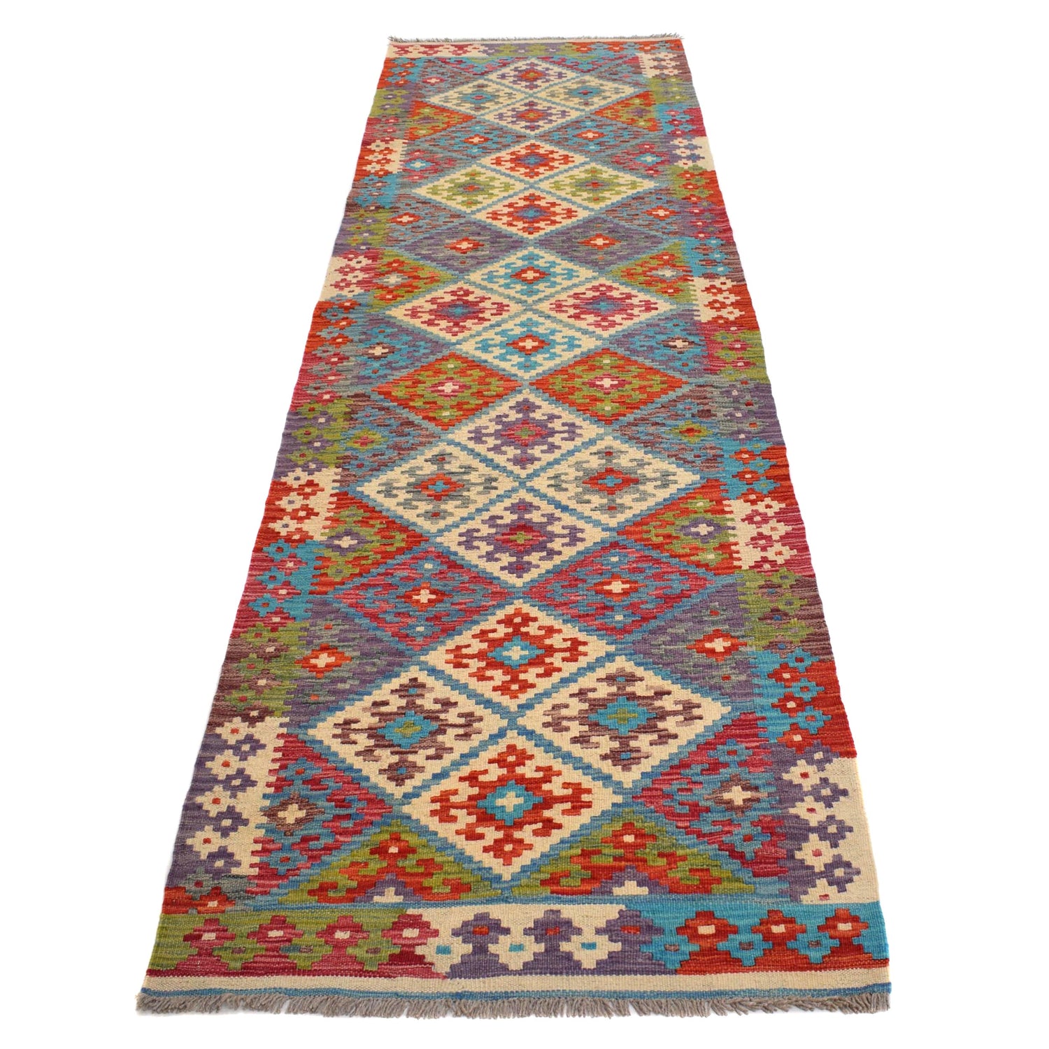 Handmade Afghan Vegetable Kilim Runner 2' 9" x 9' 4" ft / 83 x 285 cm - No. W31059