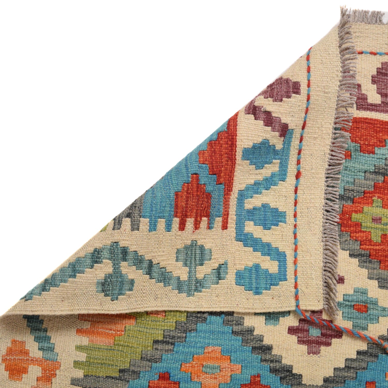 Colorful Flat-Weave Wool Kilim Runner 2' 9" x 9' 8" ft / 83 x 294 cm - No. W31060
