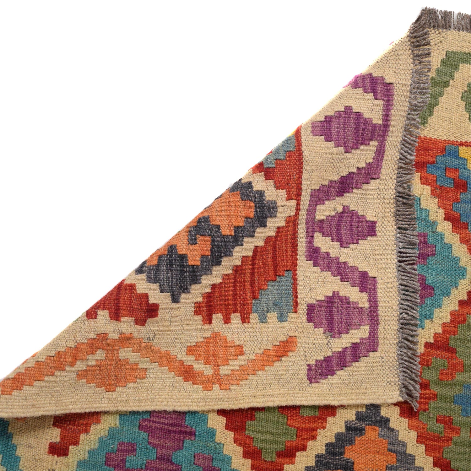 Colorful Flat-Weave Wool Kilim Runner 2' 11" x 9' 8" ft / 90 x 294 cm - No. W31085