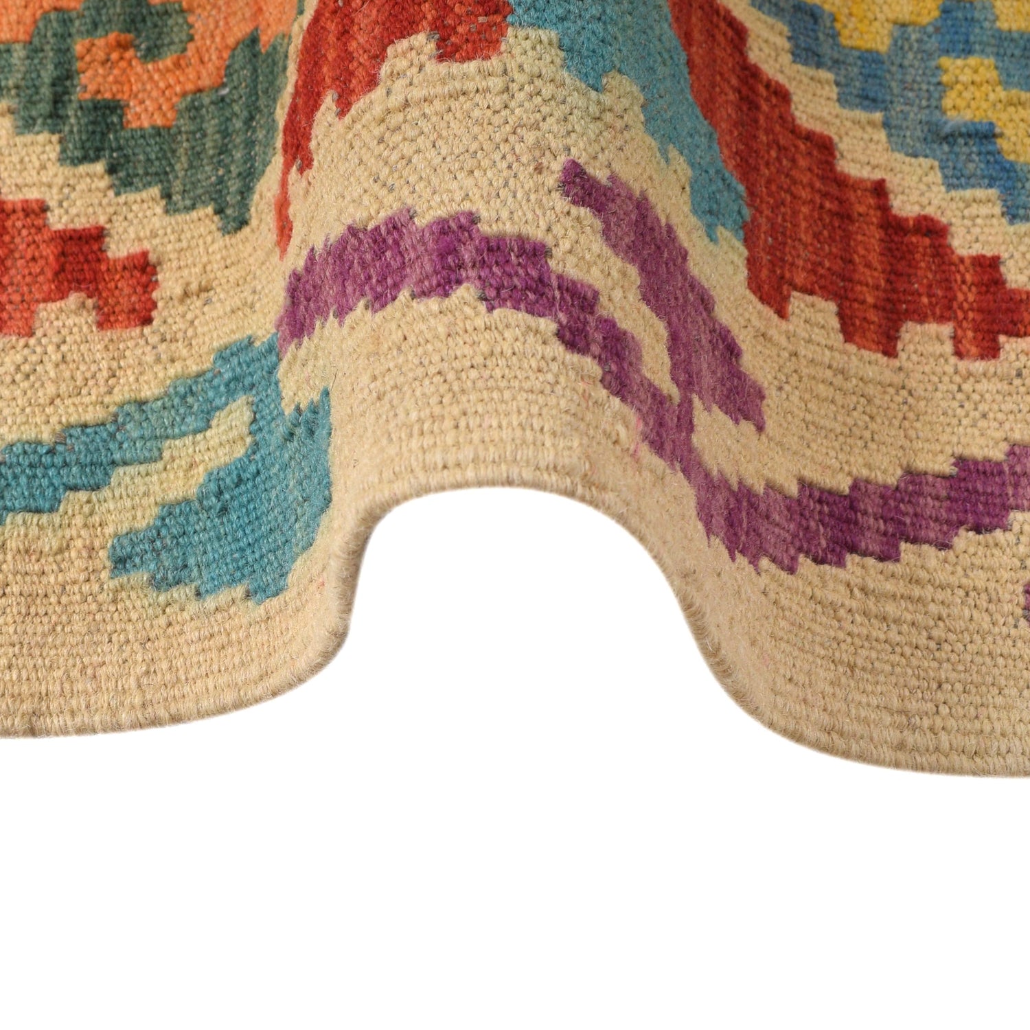 Colorful Flat-Weave Wool Kilim Runner 2' 11" x 9' 8" ft / 90 x 294 cm - No. W31085