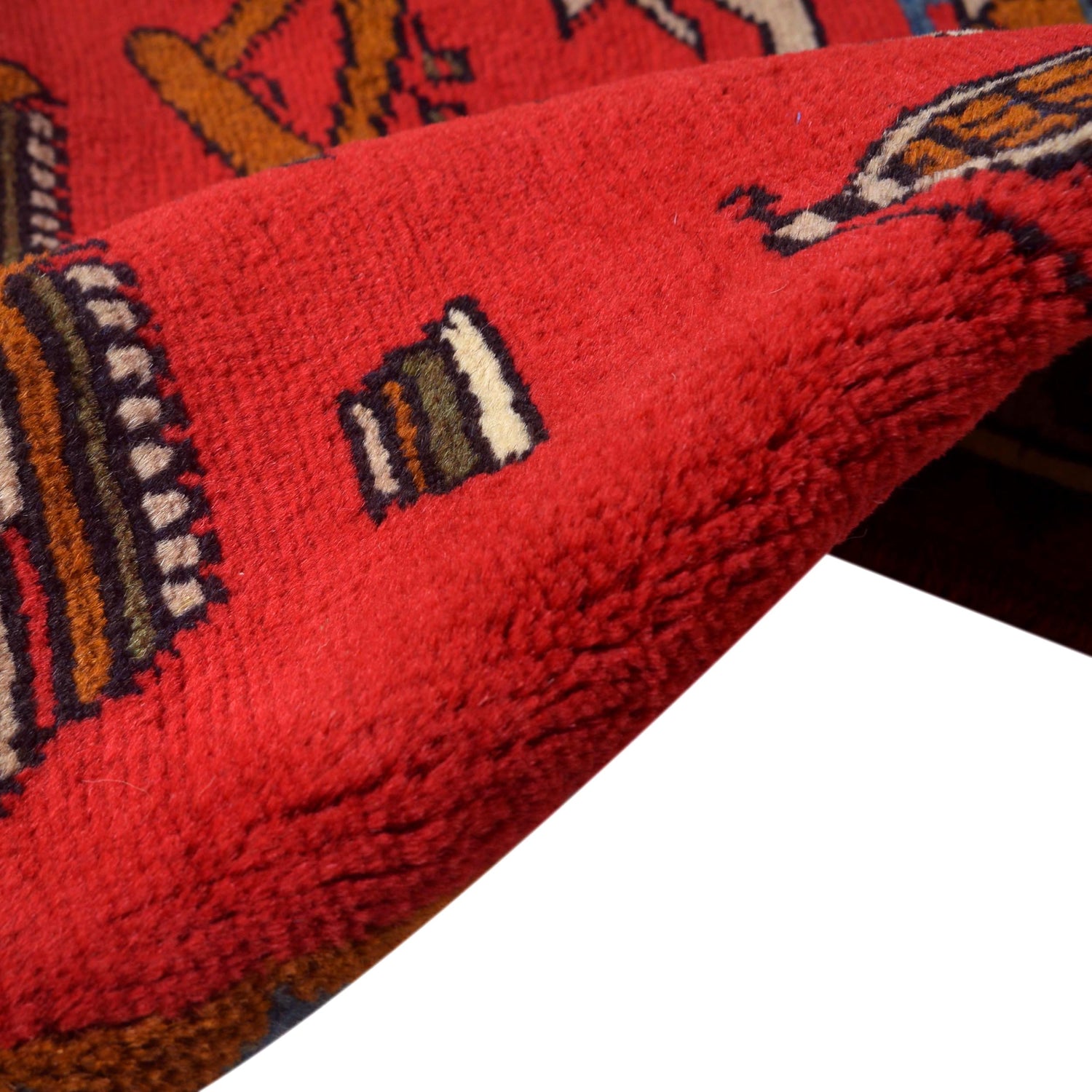 Handcrafted Afghan War Rug 3' 5" x 4' 11" ft / 105 x 149 cm - No. W31086