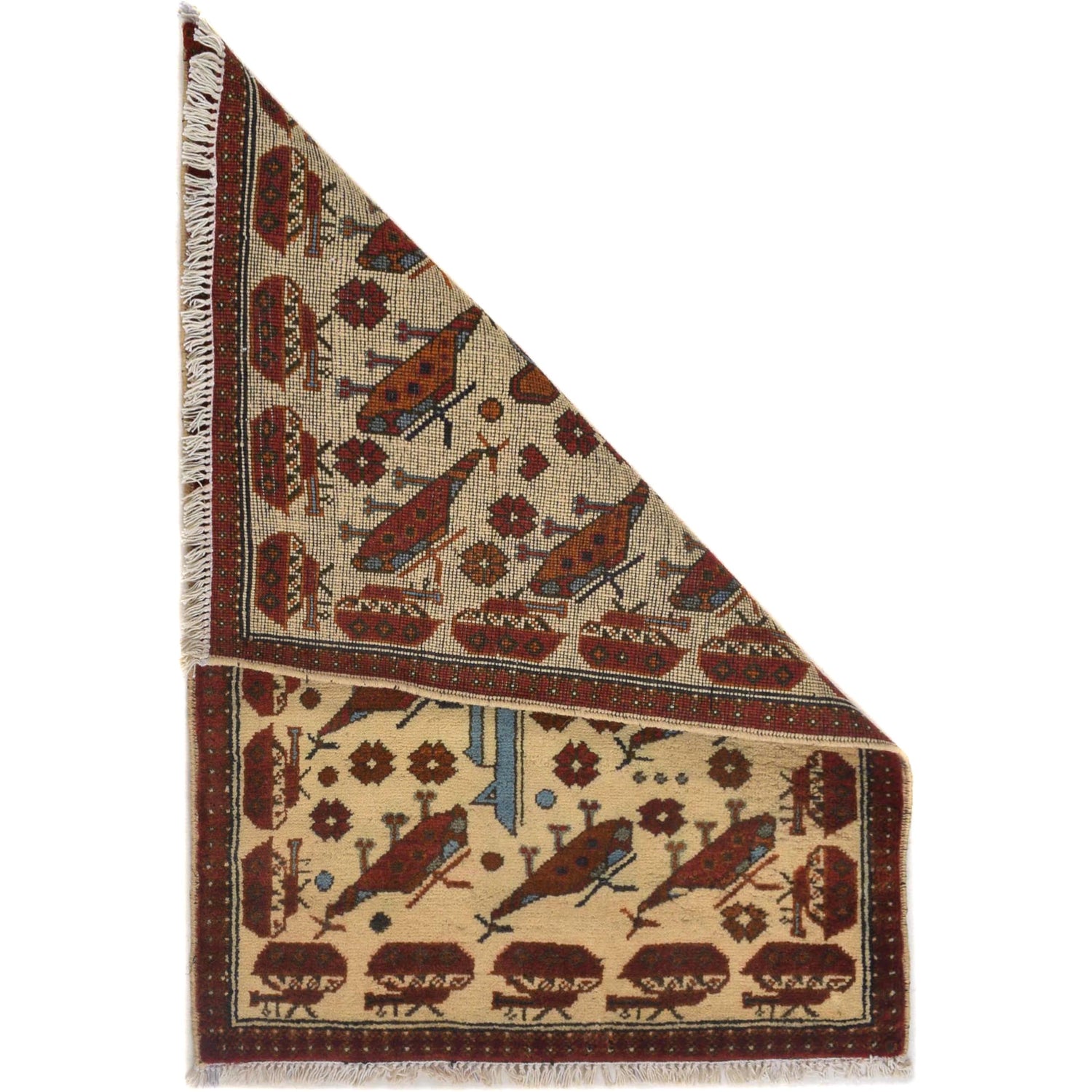 Hand-Knotted Afghan War Carpet 2' 0" x 2' 11" ft / 61 x 90 cm - No. W31090