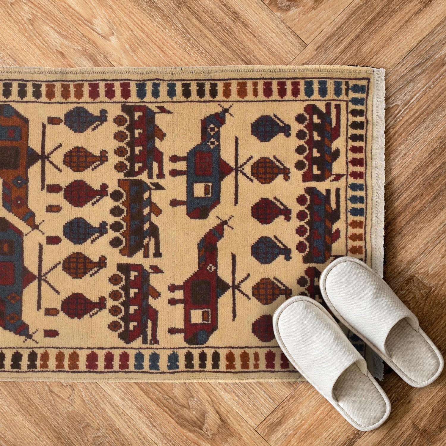 Hand-Knotted Afghan War Carpet 2' 0" x 3' 1" ft / 61 x 93 cm - No. W31091