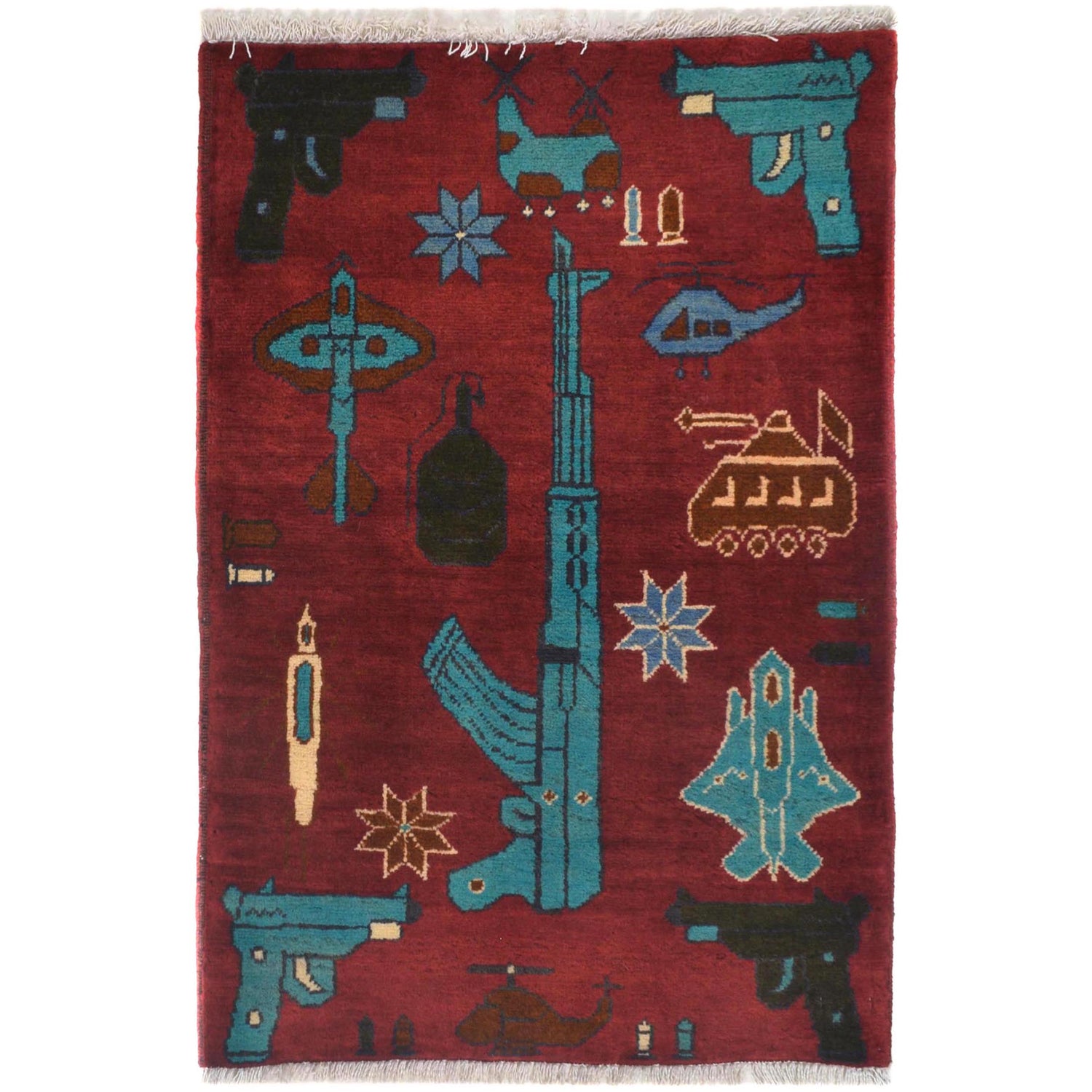 Red War Rug 1' 11" x 2' 10" ft / 58 x 86 cm - No. W31093