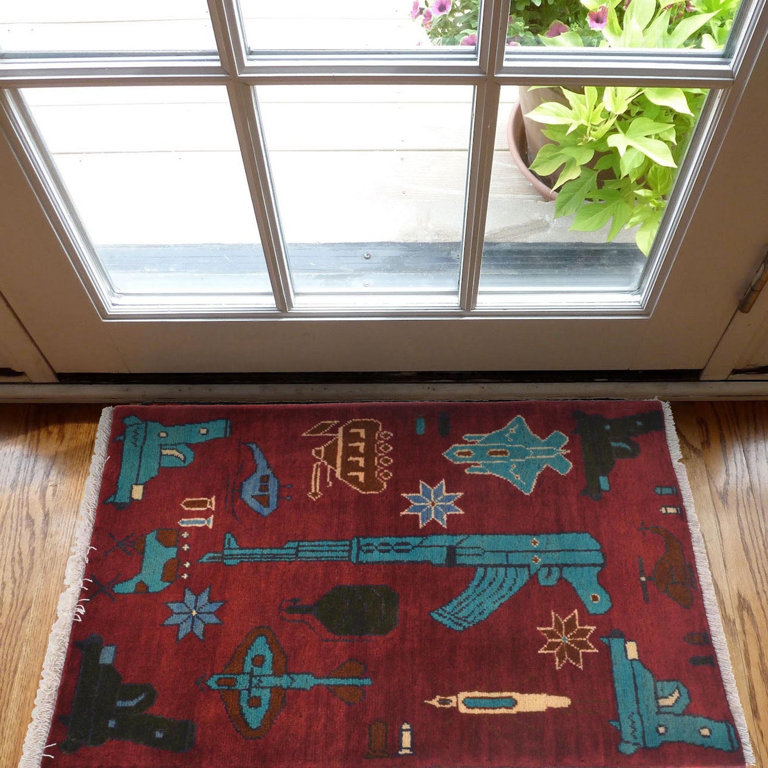 Red War Rug 1' 11" x 2' 10" ft / 58 x 86 cm - No. W31093