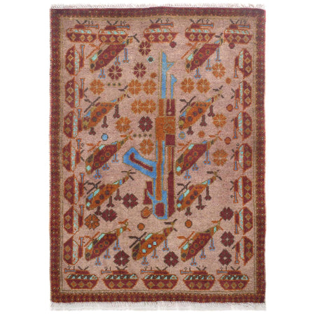 Afghan War Rug 2' 0" x 2' 11" ft / 61 x 89 cm - No. W31097