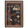 Handcrafted Afghan War Rug 2' 2" x 2' 11" ft / 66 x 90 cm - No. W31103