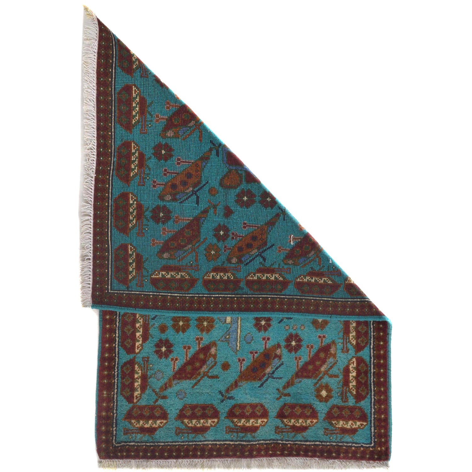 Handmade Afghan War Area Rug 2' 1" x 3' 1" ft / 63 x 94 cm - No. W31105