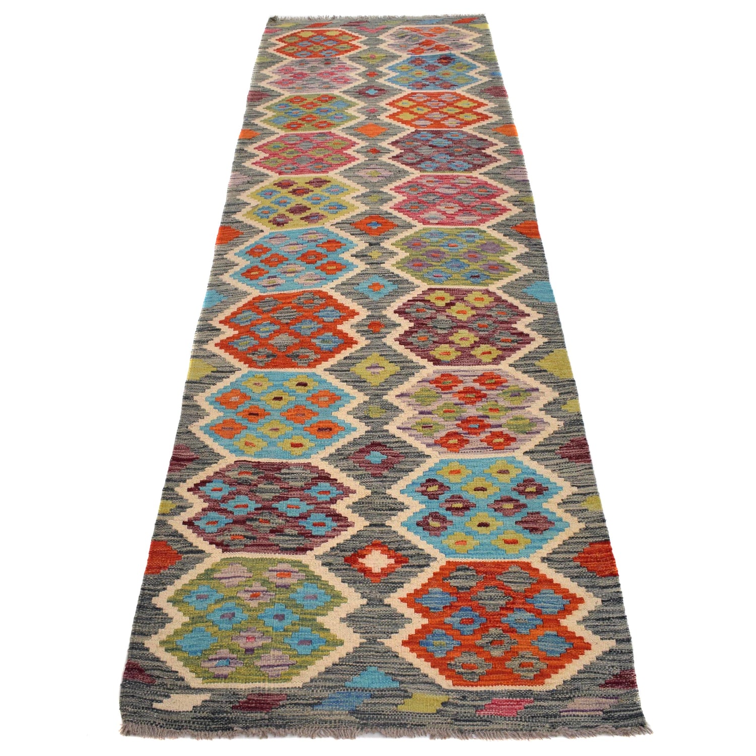 Long Kilim Runner 2' 10" x 9' 4" ft / 86 x 285 cm - No. W31152